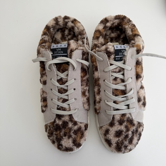 Vintage Havana Faux Sherpa Leopard Print Sneakers Size 10 Cozy - Picture 2 of 7